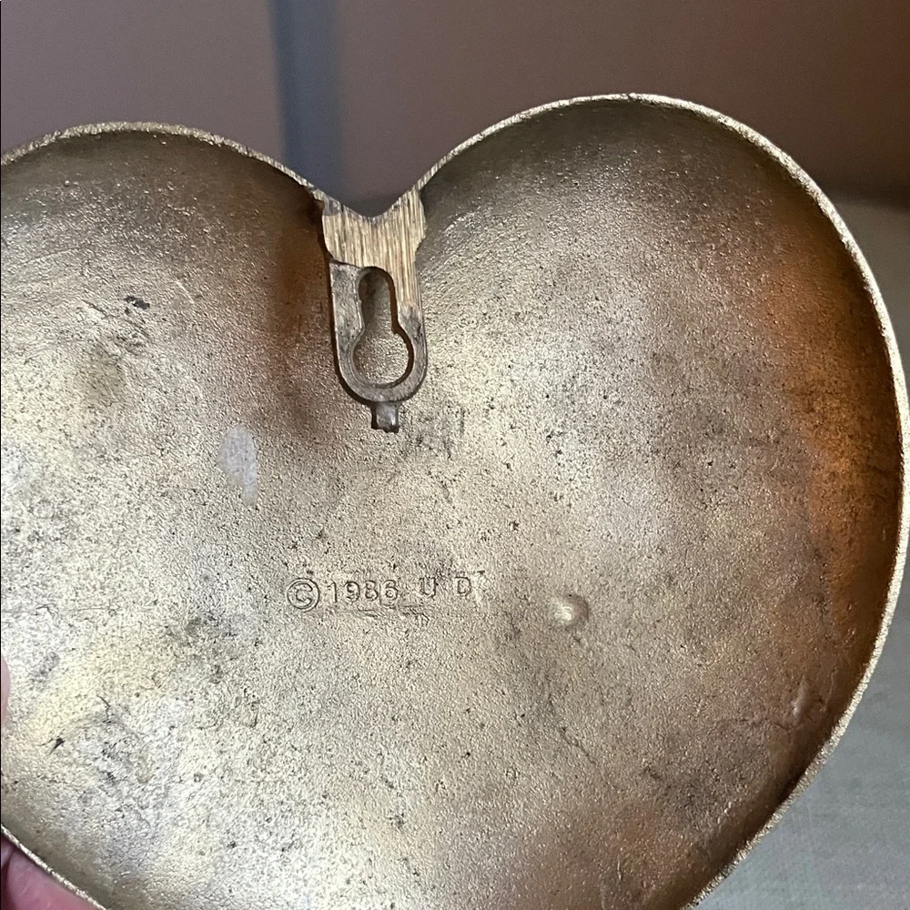Vintage 1986 Brass Boho Chic Cottage-core Raised Heart Wall Candle Sconce
